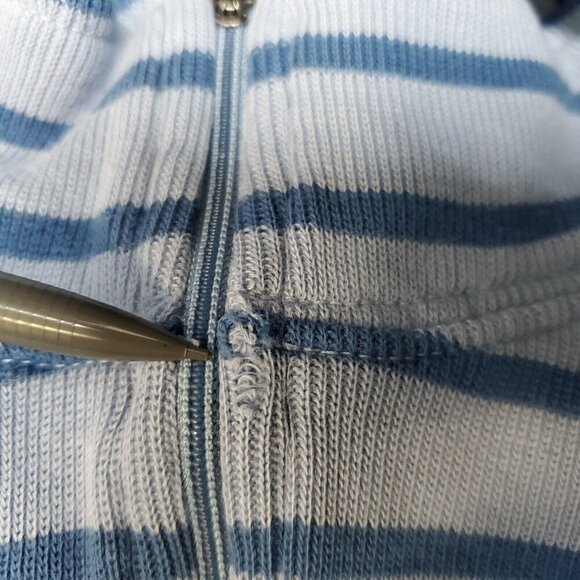 LL Bean Womens 1/4 Zip Pullover Shirt 3X Blue Stripe Mock Neck Long Sleeve - Picture 6 of 6